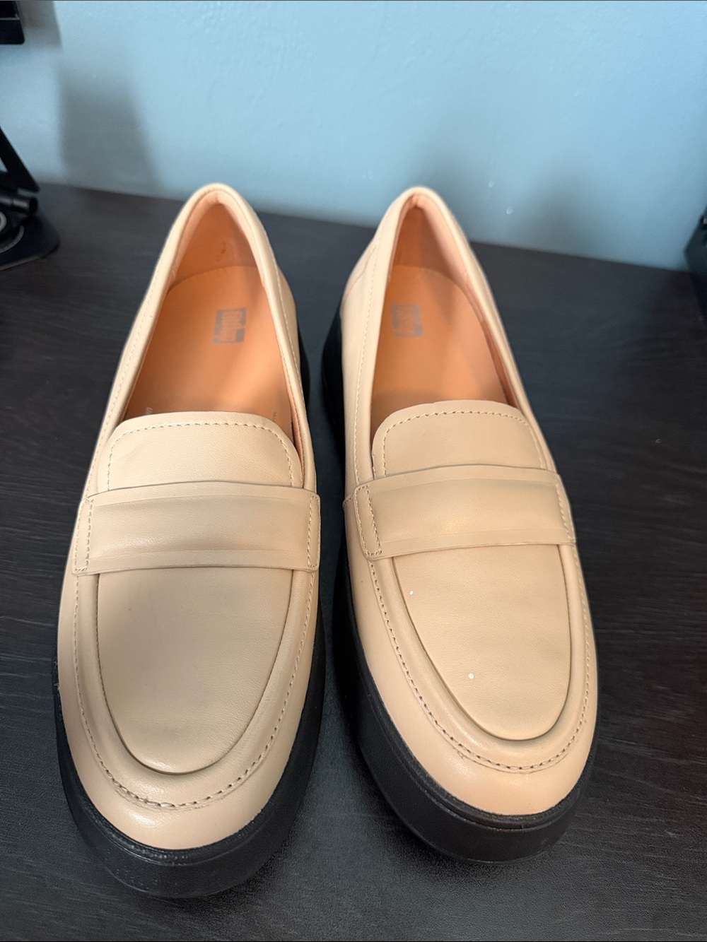 Fitflop Cream Platform Penny Loafers